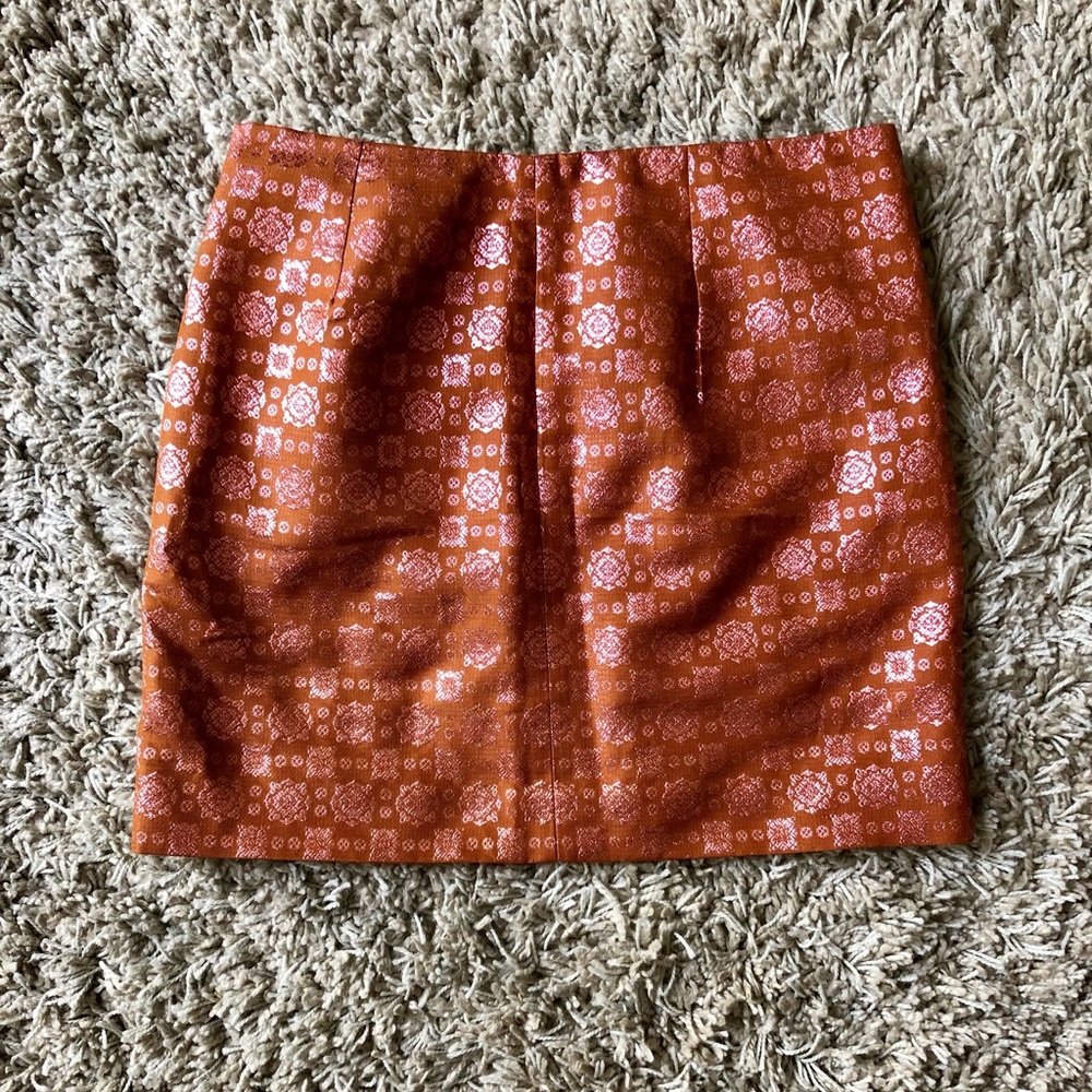 J. Crew Orange Jacquard Mini Skirt